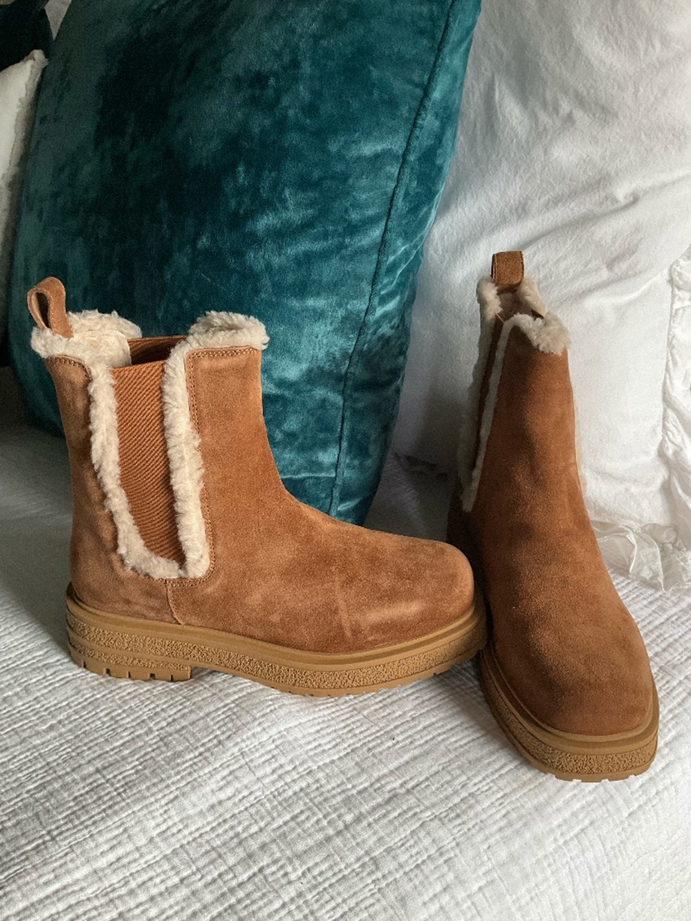Diba True Suede Leather Sherpa Chelsea Boots
